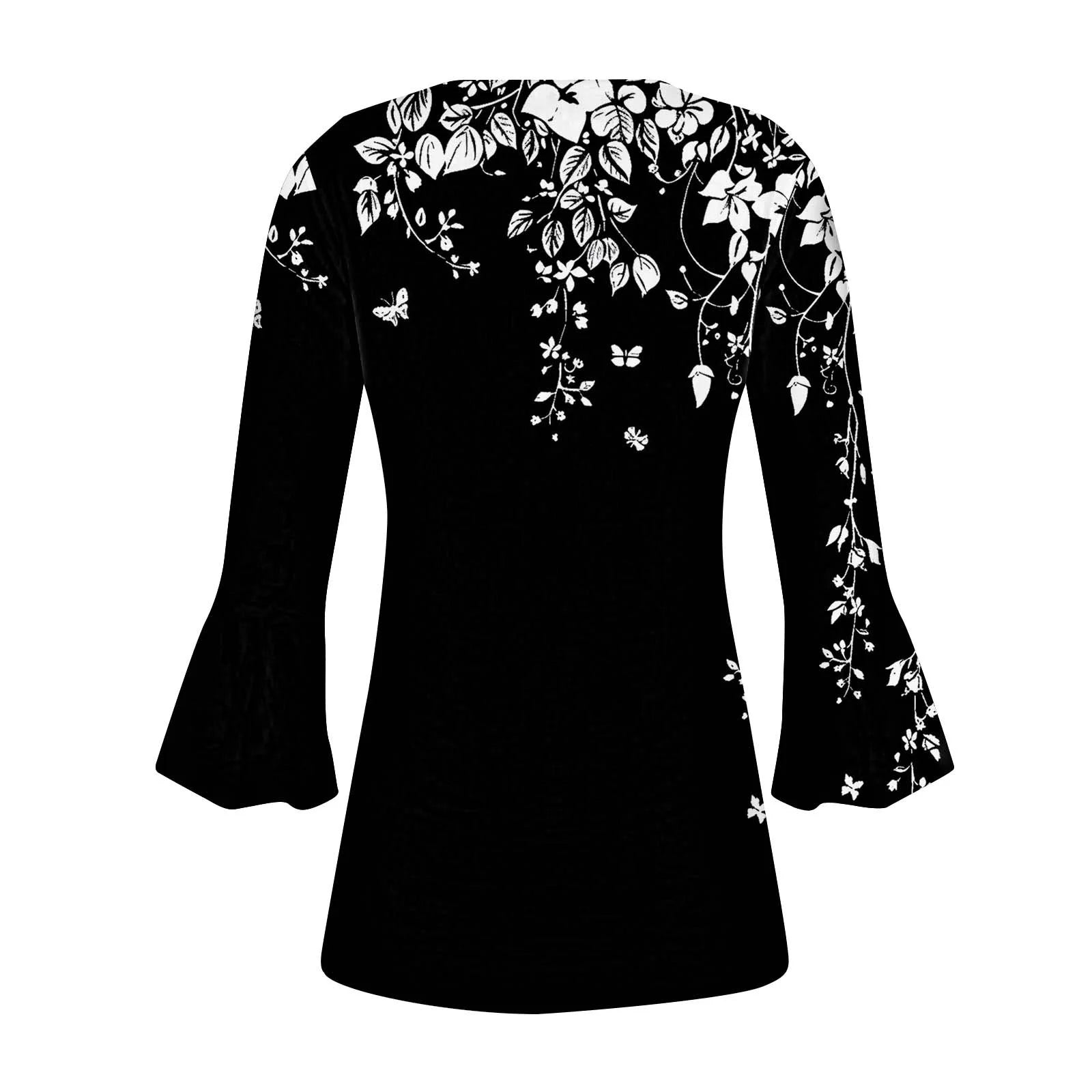 Womens Clothes 3/4 Length Sleeve Womens Tops Button down V Neck T Shirts Floral Summer Tunic Ladies Tops Elegant Dressy Casual Blouses Fashion Vacation Tee Shirts Ropa Mujer