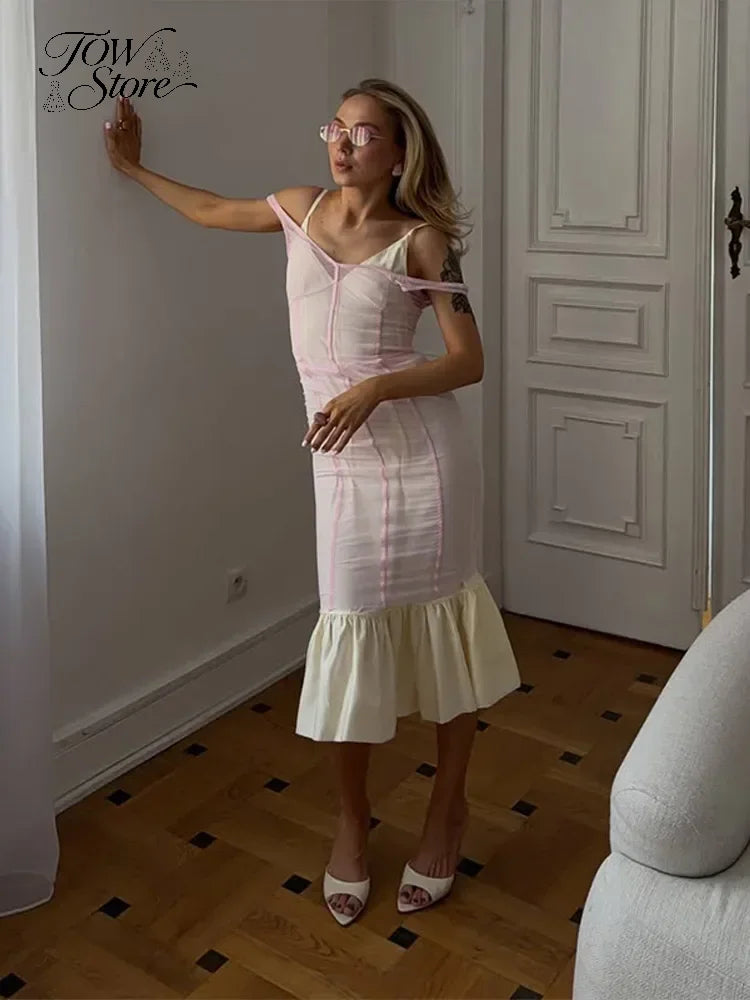 Elegant  Mesh Cover Up Maxi Dress Women Sleeveless Lace-trim Corset Long Dresses Ladies Summer Beach Party Vacation Outfit 2026